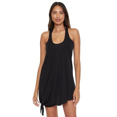Imagem de BECCA Vestido Breezy Basics com nó, gola redonda, saída de praia para mulheres, Preto, PP-P