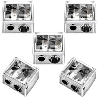 Imagem de Chuangdi Pacote com 5 apontadores de lápis de maquiagem, delineador de lábios, delineador de olhos, ferramentas manuais cosméticas para delineador (prata)