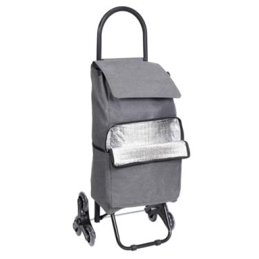 Imagem de Carrinho de Compras para Feira com Bolsa Térmica Sobe Escada até 40kg com Rodas Triplas