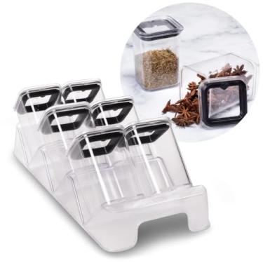 Imagem de Organizador de Temperos com Potes Herméticos 6 Unidades Transparente para Cozinha, Porta Condimentos com Tampa Vedada e Fácil Armazenamento