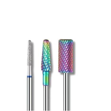 Imagem de Kit com 3 ou 1 Broca Tungstênio/Diamantada unhas de Gel Remoção Acabamento Nivelamento Curvatura C(KIT COMPLETO C/ 3 BROCAS)
