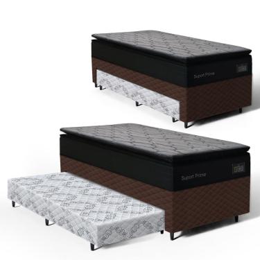 Imagem de Cama Box com Colchão de Espuma D45 Pillow Top Suport Prime + Auxiliar de Espuma Unique Solteiro 88cm