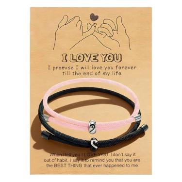 Imagem de Embtrem Pulseiras combinando para casais, pulseira feminina com contas de ouro para dia dos namorados, para sempre, nó de amor, pulseiras românticas para ela pequenas joias de contas de ouro, Large