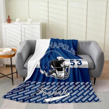 Imagem de Feelyou Cobertor de lã de flanela de futebol americano Indianapolis Queen 228,6 cm x 228,6 cm futebol americano cidade cobertor de lã para crianças mulheres homens esportes jogos para cama sofá