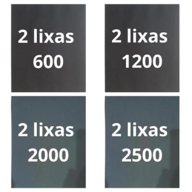 Imagem de Lixa 600 1200 2000 2500 Kit De 2 Folhas Polimento Lixamento Metal Plás
