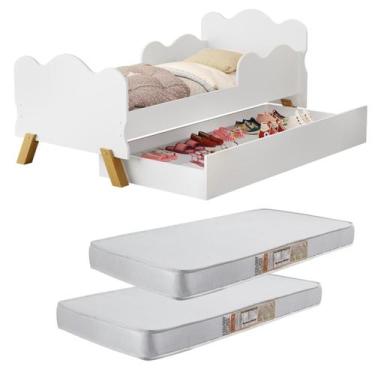 Imagem de Mini Cama Angel Infantil Nuvem MDF com pés de madeira retro Com Proteç