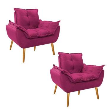 Imagem de kit 02 Poltronas Opala Palito Mel Suede Pink - Doce Sonho Móveis