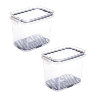 Imagem de Kit com 2 Potes Herméticos Travas com Escorredor 1,8L Preto Empilhável