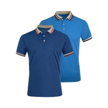 Imagem de Camisa Polo Masculina De Verão 2 Peças Respirável Casual Para Escritór