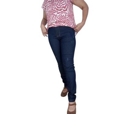 Imagem de Calça skinny Feminina Levanta Bumbum Cintura Alta Detalhe Azul /Detalh