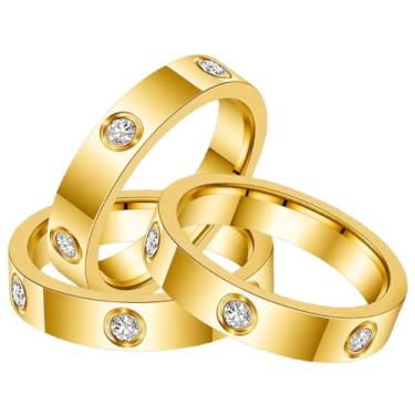 Imagem de Fullrainbow Anéis banhados a ouro 18K, 3 peças, anéis de ouro para mulheres, aliança da amizade, festa de casamento, joias modernas, presente, 8, Aço inoxidável, Sem pedra preciosa