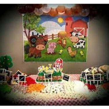 Imagem de Painel TNT Fazendinha Animais Decoração Parede Festa