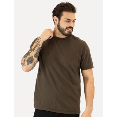 Imagem de Camiseta Ellus Masculina Cotton Fine Classic Logo Marrom Escuro-Masculino