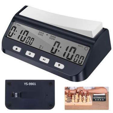 Imagem de Relógio de xadrez digital para salas de torneio profissionais de 5 modos com armazenamento de memória de atraso de bônus tela grande para jogadores, temporizador de jogo de tabuleiro (relógio de