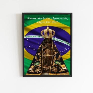 Imagem de Quadro Nossa Senhora Aparecida Rogai Por Nós 45X34Cm Preta