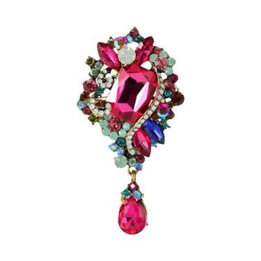 Imagem de Broches De Cristal Com Flor De Strass Para Mulheres E Homens, Acessóri