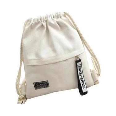 Imagem de Mochila De Lona Unissex Com Cordão, Bolsa Casual Portátil Para Viagem 