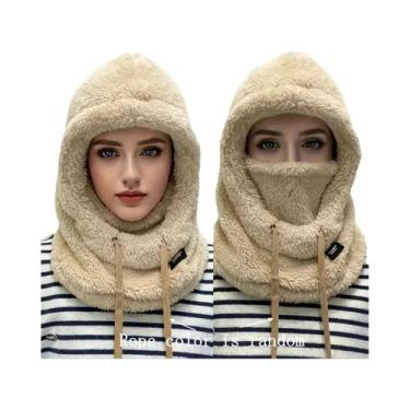 Imagem de Gorro De Pelúcia Quente Para Inverno, Fecho Com Cordão Elástico, Leve 