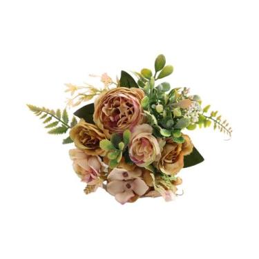 Imagem de Buquê De Flores Artificiais De Peônias E Rosas De Seda Para Decoração 