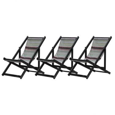 Imagem de Kit 3 Espreguiçadeiras Dobrável Black Sb-chevron Vermelho