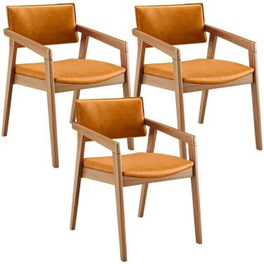 Imagem de Kit 03 Cadeiras Para Sala De Jantar Estar Living Giorgia B04 Couríssimo Whisky