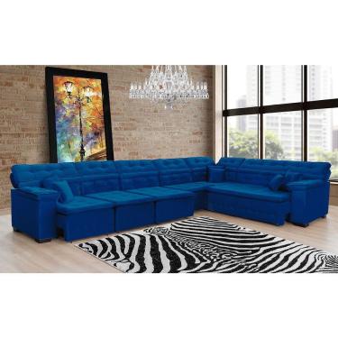 Imagem de Sofá Magno 4.57x2.57m De Canto, Retrátil E Reclinável - Azul