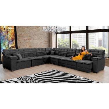 Imagem de Sofá Magno 3.77x4.57m De Canto, Retrátil E Reclinável - Preto