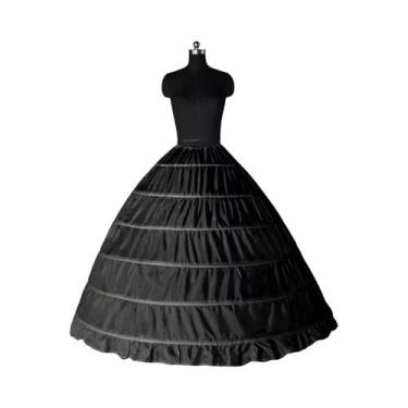 Imagem de Saia De Crinolina Preta, Branca E Vermelha Com 6 Aros Para Vestido De 
