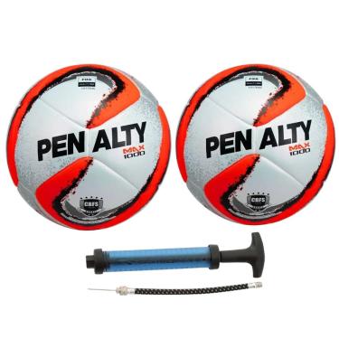 Imagem de Kit 02 Bola De Futsal Penalty Max 1000  Oficial CBFS Selo FIFA+01 Bomba De Ar Penalty Sac Dupla Ação