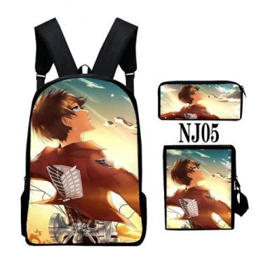 Imagem de Conjunto de mochilas escolares Attacks Titans Levi, 3 unidades para cr