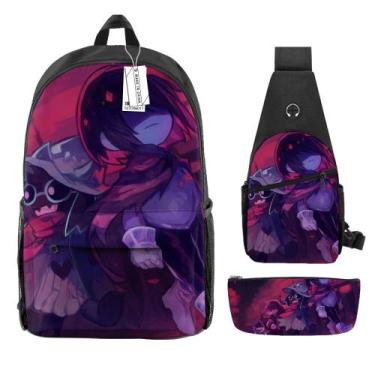 Imagem de Conjunto de mochilas escolares Deltarunes Anime para crianças, 3 unida