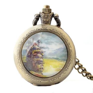 Imagem de Relógio de bolso Howls Moving Castle Retro para crianças com corrente 
