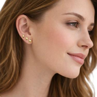 Imagem de Brinco Feminino Trio Banhado em Ouro Semi Jóia Juliana Prado 39463