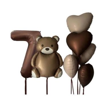 Imagem de Balões De Urso Pardo 7 Peças 32 Polegadas Números De 0 a 9 Anos Decora