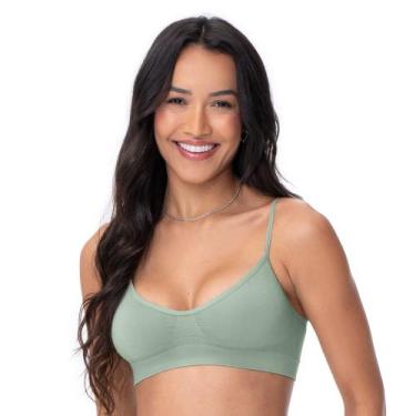 Imagem de Sutiã Top Comfort Verde Grigio sem Costura com Alças Reguláveis - Zee 