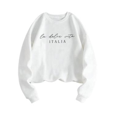 Imagem de Moletom Feminino Multicolorido Y2K Com Estampa La Dolce Vita, Pullover