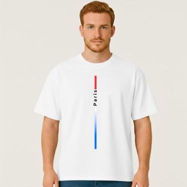 Imagem de Camiseta Oversized Masculina PARIS VERTICAL Exclusiva Algodão Premium-Masculino