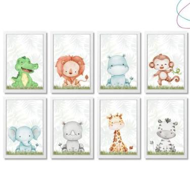 Imagem de Kit 8 Quadros Decorativos Infantil Safari Baby - Creative Cat, Branca