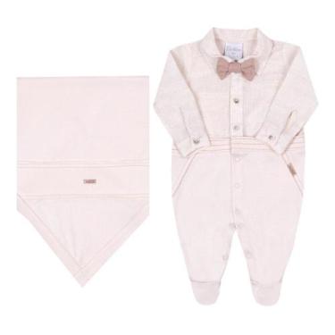 Imagem de Saída Maternidade Suedine Gravata Bebê Menino Paraiso 15371, Bege, RN 