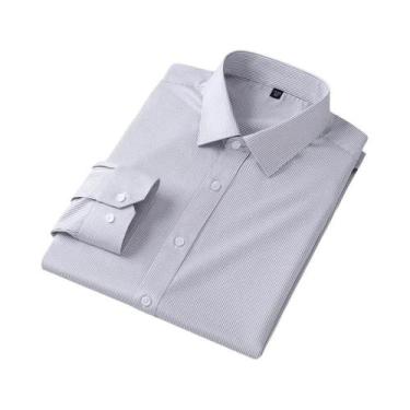 Imagem de Camisa Social Masculina Branca Slim Fit Antirrugas De Manga Longa Com 