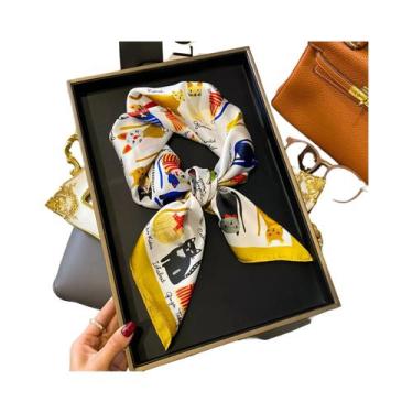 Imagem de Lenço De Seda Feminino 70x70cm Luxuoso Com Estampa De Corrente Fino Pa