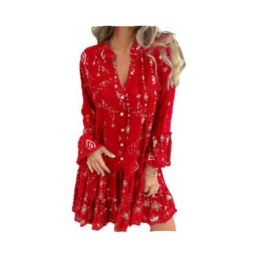 Imagem de Vestido Trompete Casual Feminino De Cor Pura Com Detalhes Em Renda E M