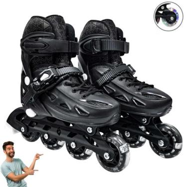 Imagem de Patins Inline Roller Ajustável Tam 38 ao 41 com 4 Rodas de Gel com LED