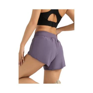 Imagem de Shorts De Corrida Femininos De Cintura Alta, Leves, Com Bolsos E Forro