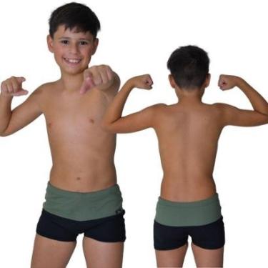 Imagem de SUNGA INFANTIL BOXER VERDE MILITAR E PRETO-Masculino