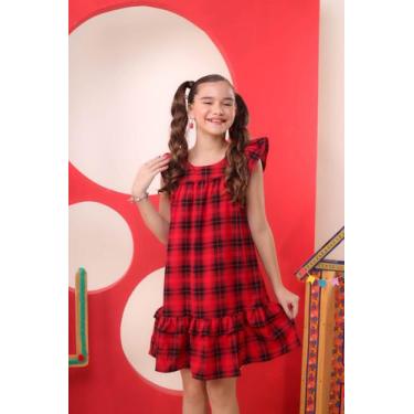 Imagem de Vestido Infantil Xadrez Quadriculado Premium Soltinho Moda - Se tu Ben