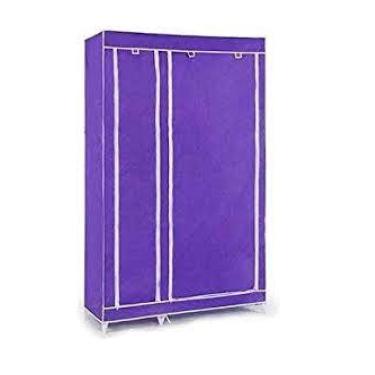 Imagem de Guarda Roupa Closet Portátil Compacto Cabideiro Duplo com Prateleiras Roxo