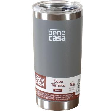 Imagem de Copo Térmico Para Bebidas 480ml Vedação à Vácuo Cinza