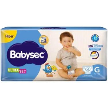 Imagem de Fralda Babysec Ultra Sec Hiper com 60 Fraldas Tam G de 8,5 - 12kg