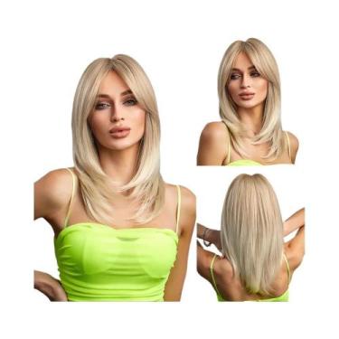 Imagem de Peruca Sintética Longa E Lisa Loira De Alta Densidade Para Mulheres, U